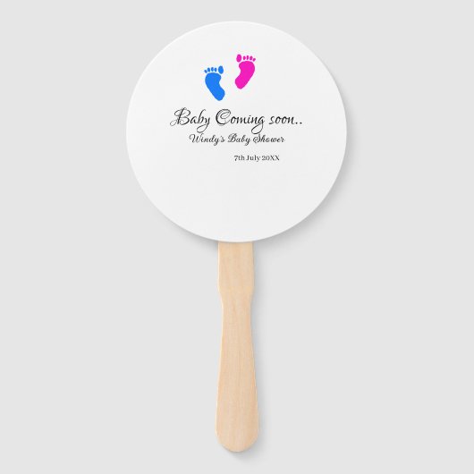 ベビー来の間もなく赤ちゃんシャワーブルーピンクベビー足n ハンドファン (正面)