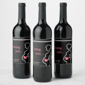 ベビー来の間もなく黒い妊娠の発表 ワインラベル (ボトル)