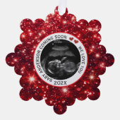 ベビー来のSonogram Red Ultrasound オーナメントカード (正面)