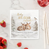 ベビー森の外で寒い鹿の赤ちゃんシャワー スタンダードランチョンナプキン (インサイチュ)