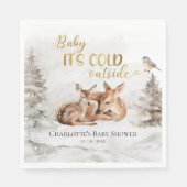 ベビー森の外で寒い鹿の赤ちゃんシャワー スタンダードランチョンナプキン (正面)