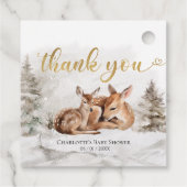 ベビー森の外で寒い鹿の赤ちゃんシャワー フェイバータグ (裏面)