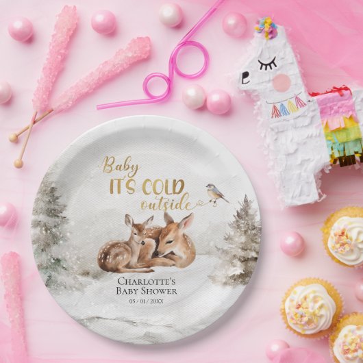 ベビー森の外で寒い鹿の赤ちゃんシャワー ペーパープレート (パーティー)