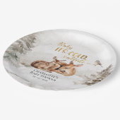 ベビー森の外で寒い鹿の赤ちゃんシャワー ペーパープレート (アングル)