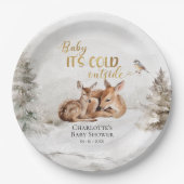 ベビー森の外で寒い鹿の赤ちゃんシャワー ペーパープレート (正面)