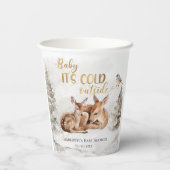 ベビー森の外で寒い鹿の赤ちゃんシャワー 紙コップ (裏面)