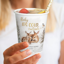 ベビー森の外で寒い鹿の赤ちゃんシャワー 紙コップ