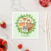 ベビー森林動物クマアライグマリス誕生日 スタンダードカクテルナプキン (インサイチュ)