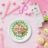 ベビー森林動物クマアライグマリス誕生日 ペーパープレート (パーティー)