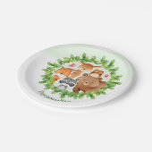 ベビー森林動物クマアライグマリス誕生日 ペーパープレート (アングル)