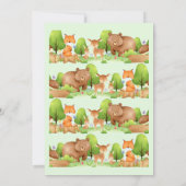 ベビー森林動物クマアライグマリス誕生日 招待状 (裏面)