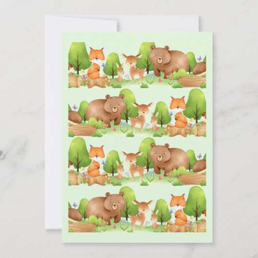 ベビー森林動物クマアライグマリス誕生日 招待状 (裏面)