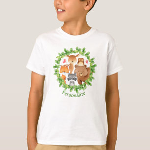 ベビー森林動物クマアライグマリス誕生日 Tシャツ