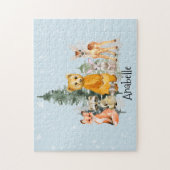ベビー森林動物パーソナライズされた林 ジグソーパズル (縦)