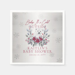 ベビー極熊の赤ちゃんシャワー外が冷たい スタンダードカクテルナプキン