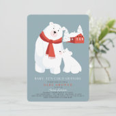ベビー極熊の赤ちゃんシャワー外が冷たい 招待状 (スタンド正面)