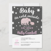 ベビー極熊の赤ちゃんシャワー外が冷たい 招待状 (正面)