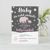 ベビー極熊の赤ちゃんシャワー外が冷たい 招待状 (スタンド正面)