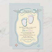 ベビー機器シンボルの性別表示パーティの招待状 招待状 (正面/裏面)