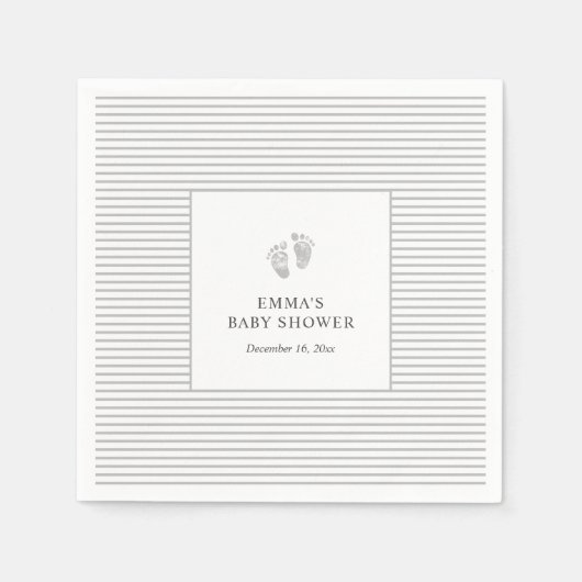 ベビー機器シンボルグレストライプーのナプキン |赤ちゃんシャワー スタンダードカクテルナプキン (正面)