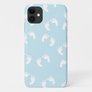 ベビー機器シンボル、ベビー足、足跡、足、青 iPhone 11 ケース