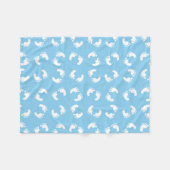 ベビー機器シンボル、ベビー足、足跡、青、少年 フリースブランケット (正面(横))