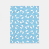 ベビー機器シンボル、ベビー足、足跡、青、少年 フリースブランケット (正面)