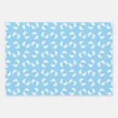 ベビー機器シンボル、ベビー足、足跡、青、少年 ラッピングペーパーシート (正面3)