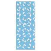 ベビー機器シンボル、ベビー足、足跡、青、少年 ワインギフトバッグ (裏面)