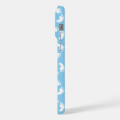 ベビー機器シンボル、ベビー足、足跡、青、少年 iPhoneケース (左側面)