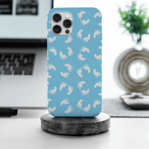 ベビー機器シンボル、ベビー足、足跡、青、少年 iPhone 15 PRO MAXケース