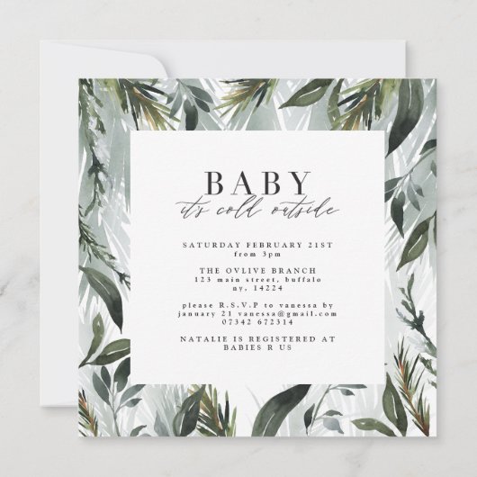 ベビー水の外の冷たい色のベビーシャワー 案内状 (裏面)