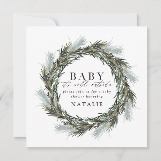 ベビー水の外の冷たい色のベビーシャワー 案内状 (正面)