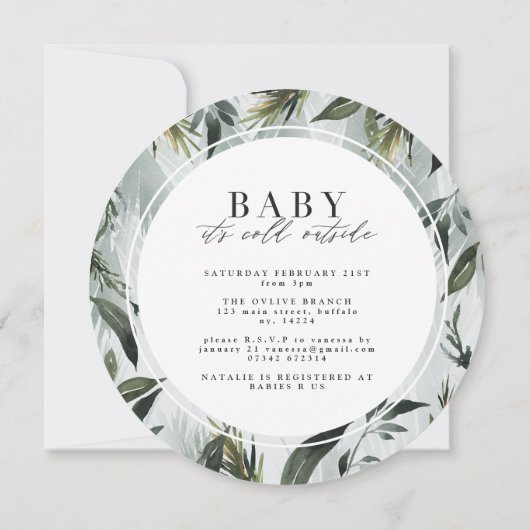 ベビー水の外の冷たい色のベビーシャワー 案内状 (裏面)