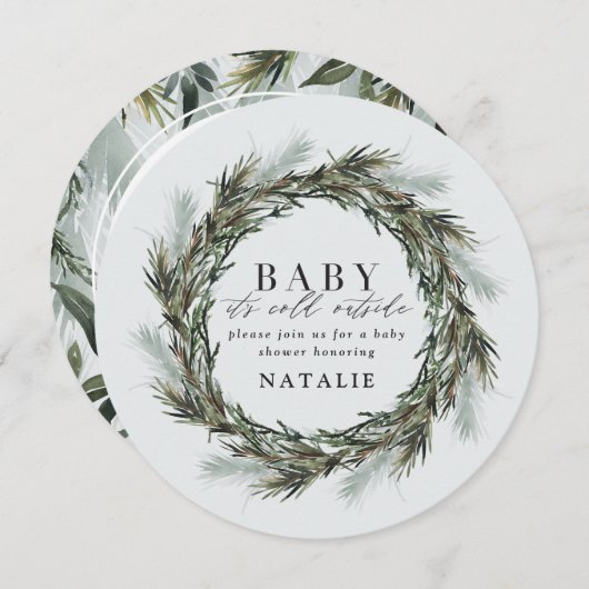 ベビー水の外の冷たい色のベビーシャワー 案内状 (正面/裏面)