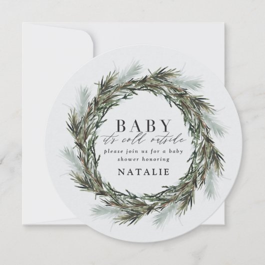 ベビー水の外の冷たい色のベビーシャワー 案内状 (正面)