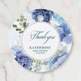 ベビー水の色の開花青フローラ赤ちゃんシャワー フェイバータグ