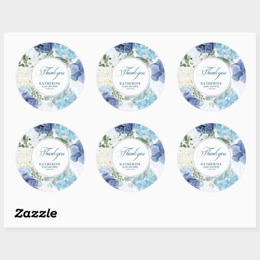 ベビー水の色の開花青フローラ赤ちゃんシャワー ラウンドシール (シート)