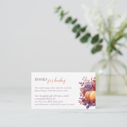 ベビー水彩カボチャ赤ちゃんシャワー用の本 エンクロージャーカード (スタンド正面)