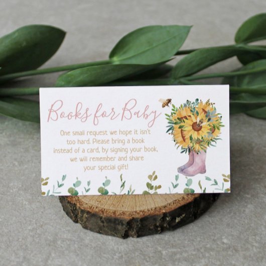 ベビー水彩ピンクレインブーツビー用ブック エンクロージャーカード