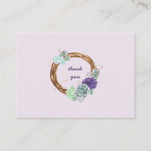 ベビー水彩多肉乳児シャワー用の本 エンクロージャーカード (裏面)