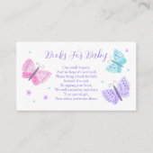 ベビー水彩蝶ベビーシャワー用の本 エンクロージャーカード (正面)