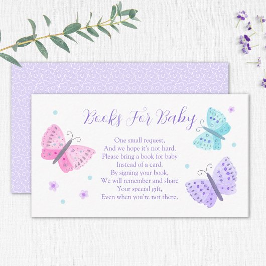 ベビー水彩蝶ベビーシャワー用の本 エンクロージャーカード