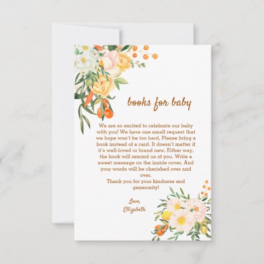 ベビー水彩赤ちゃんシャワー用の本を持って来る サンキューカード (正面)