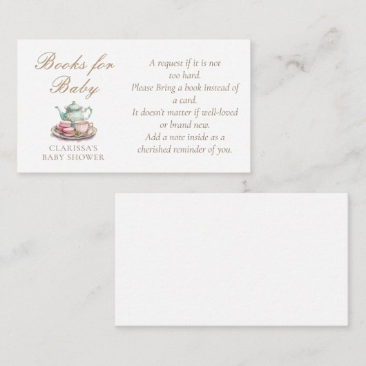 ベビー水彩赤ちゃんシャワー用の本 エンクロージャーカード (正面/裏面)