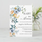 ベビー水色アプリコットブルーワイルドフラワー 招待状 (スタンド正面)