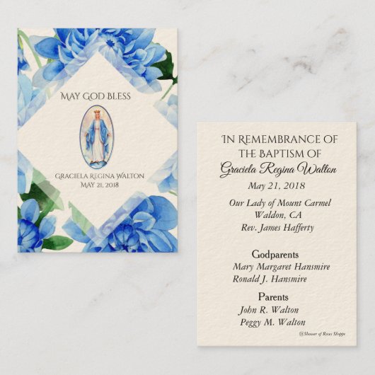 ベビー洗礼記念ヴァージンメアリーホリーカード 名刺 (正面/裏面)