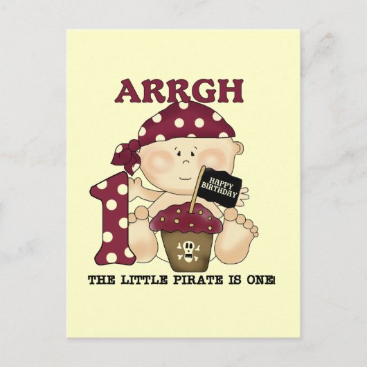 ベビー海賊最初の誕生日Tシャツとプレゼント ポストカード (正面)