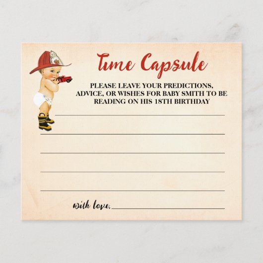 ベビー消防士シャワー用タイムカプセルアドバイス チラシ (正面)