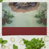 ベビー灰色リスのクリスマス キッチンタオル (折り畳み)